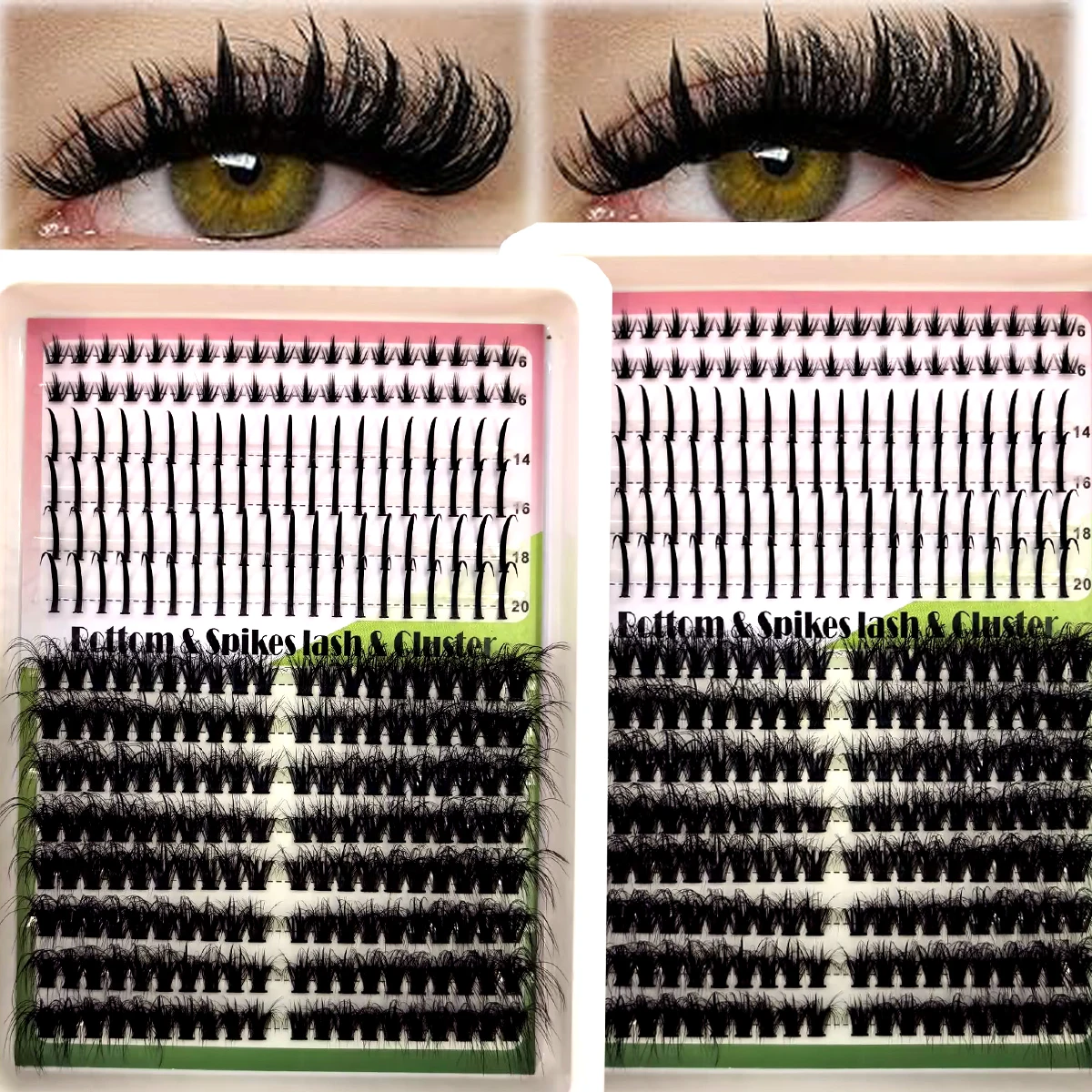 Eyelash Extension Full Set - AMSDCN Spikes14Rows DIY Clustered False Eyelash
